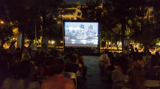 The usually vibrant Mesologiou Square was covered in silence to listen to the stories from «Avenue Zero» 
