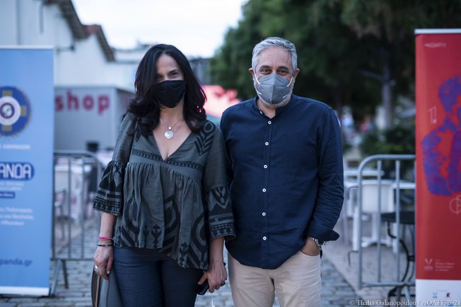 Η Εκτελεστική Διευθύντρια του Φεστιβάλ, Τατιάνα Παππά με τον Υπεύθυνο Χορηγιών της Αθηναϊκής Ζυθοποιίας, Γιάννη Κατσούγκρη